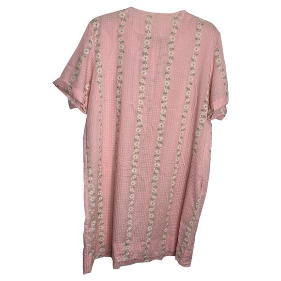 VTG 60s-70s Coat House Dress Women Large Pink White Daisies Robe Mrs Maisel - Picture 2 of 10